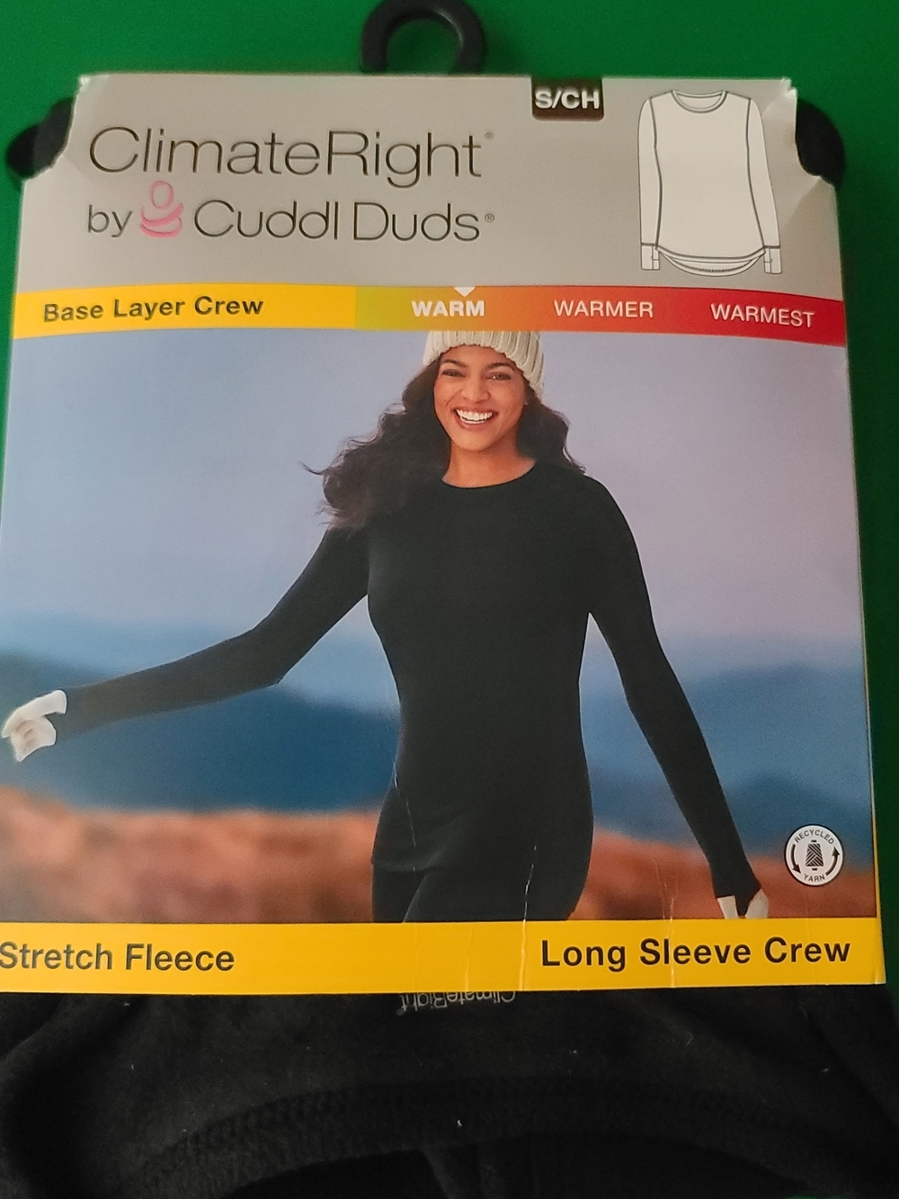 Cuddl Duds ClimateRight Stretch Fleece Long Sleeve Crew - Black (D1-X)